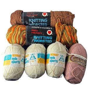 Vintage Mixed Yarn Lot bernat red heart
